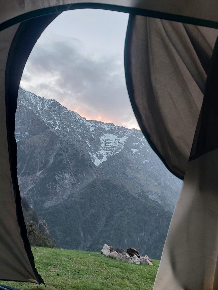 Beautiful view of dhauladhar range from Triund camp. 