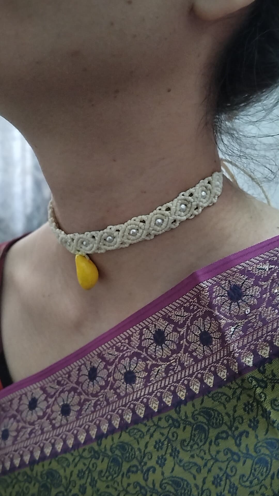 Sea shell and pearls choker
