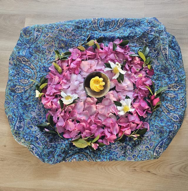 Sacred flower mandala arrangement